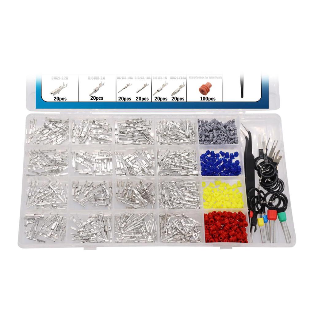 720Pcs Connector Pin Terminals with Terminals Removal Tool Car Wire Terminals Connector Pin 1/1.5/1.8/2.2/2.8/3.5mm