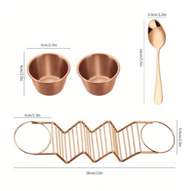 Mexikanischer Pfannkuchenständer aus Edelstahl, Suppendip-Schale, TacoHolderStand, Doppelbecher-Lebensmittelständer