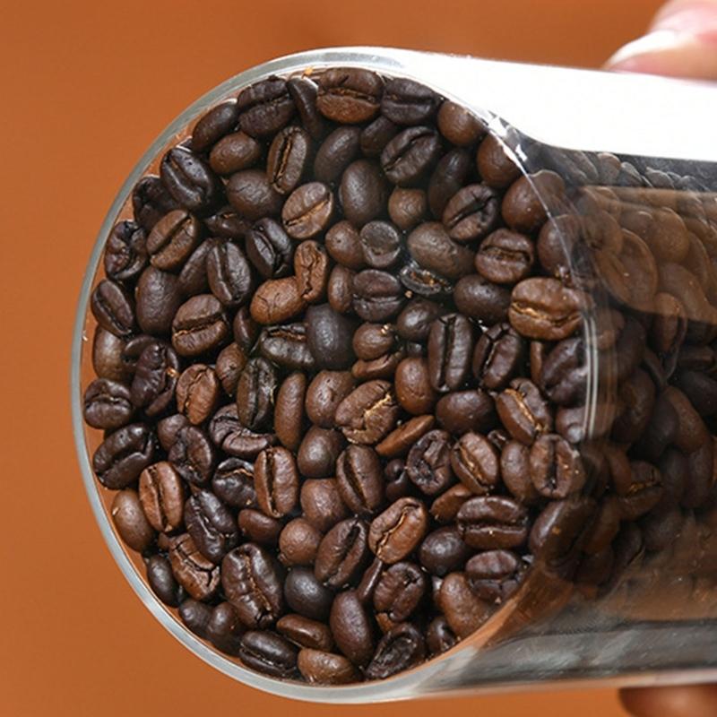 Vakuumversiegelter Vorratsbehälter aus klarem Glas mit Dichtungsdeckel und Holzgriff für Snacks und Zutaten