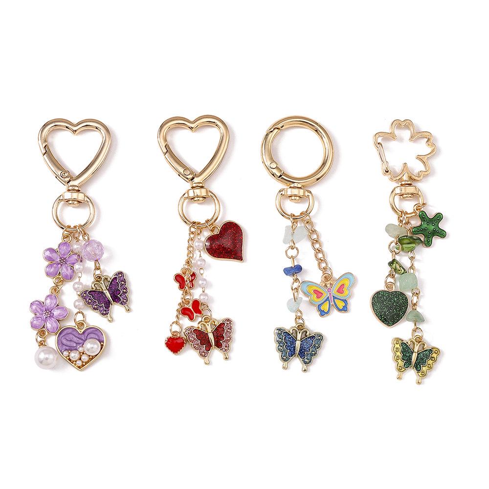 Trendy Butterfly & Heart Keychain: Stylish Animal & Flower Backpack Pendant