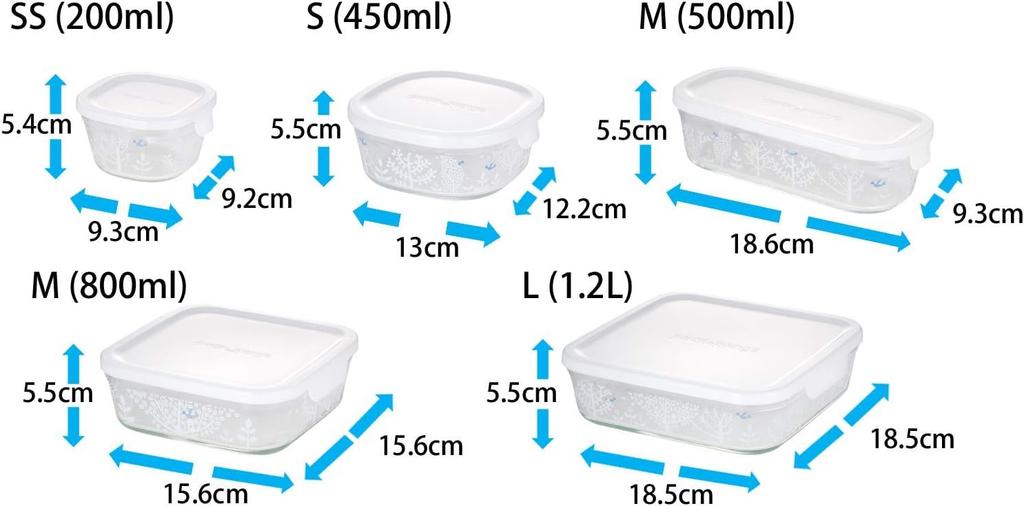 Iwaki Shinji Kato Petit Bois Glass Storage Holds 1 serving of Pack Microwave Heat-Resistant Container, Square, Small, 450ml, rice, & Safe, B3240-SNC1