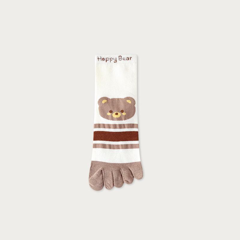 Women's Forest Style Summer Toe Socks: Medium Tube, Thin Cotton, Sweat-Absorbent, Five-Finger Design.