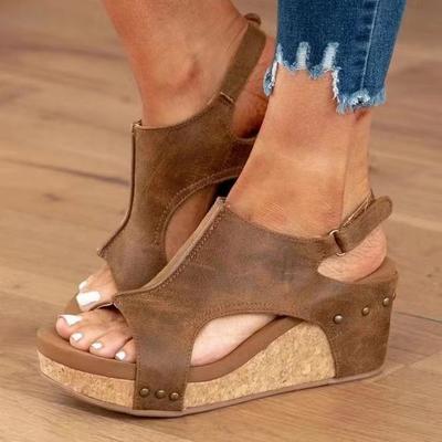 Summer Wedge Sandals Women's Thick-soled High-heeled Fish Mouth Sandals