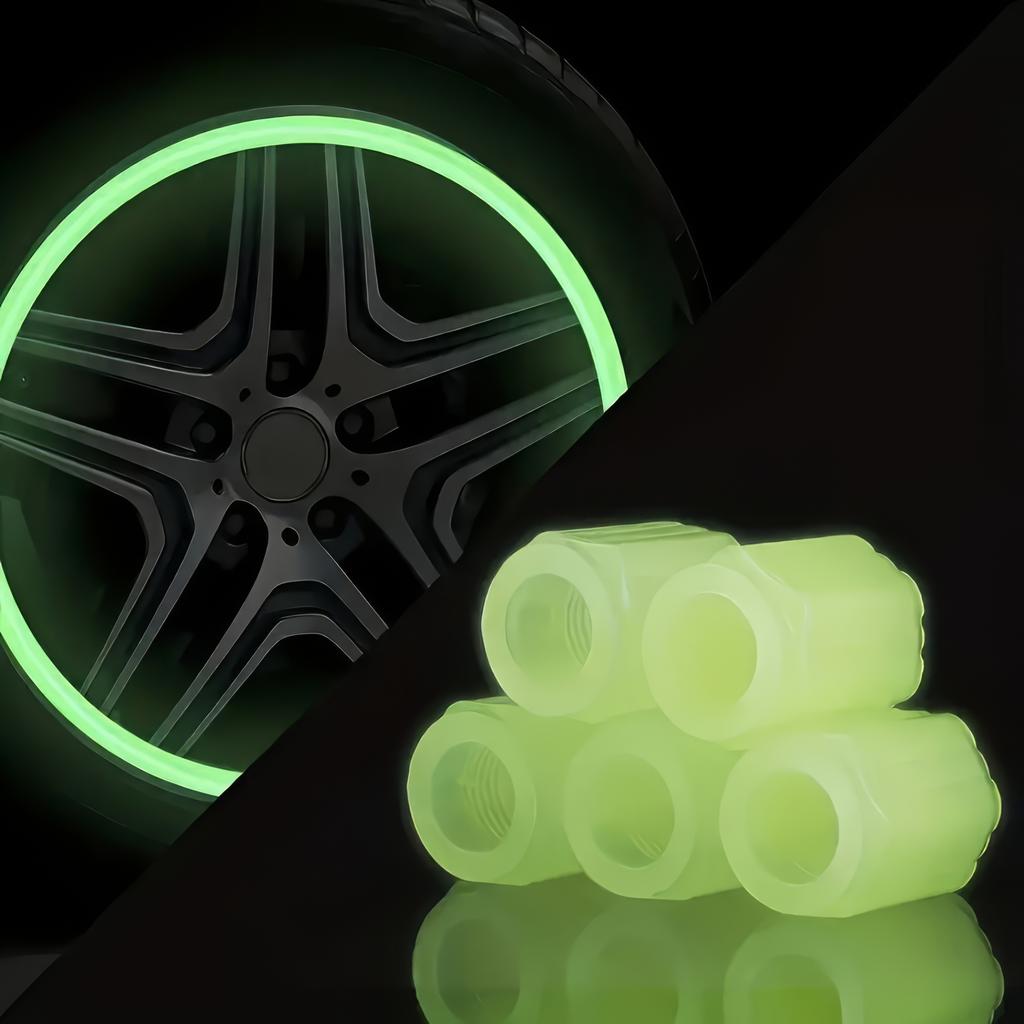 4 Pieces of Luminous Tire Valve Caps, Universal Valve Covers, Suitable for Car, Bicycle, and Motorcycle Tires
