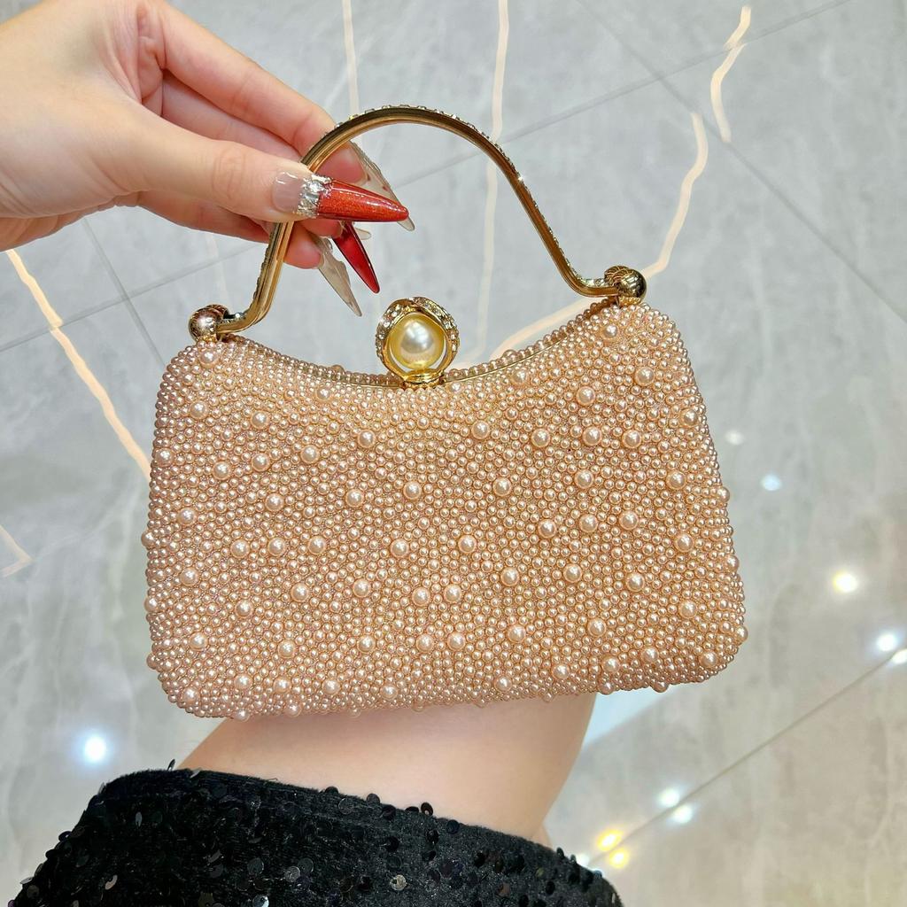 Elegant Pearl Evening Bags For Women Luxury Chain Shoulder Crossbody Bags Fashionable Party Wedding Clutch Ladies Purse Handbags