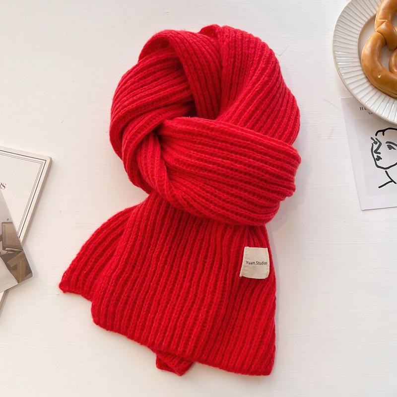 Maillard brown knitted wool small scarf women's winter warmth versatile high-end neck protection couple scarf