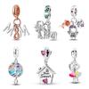 Plated 925 Silver Love Little House Charms Fit 925 Charms Bracelet Beads Jewelry Gifts for Women