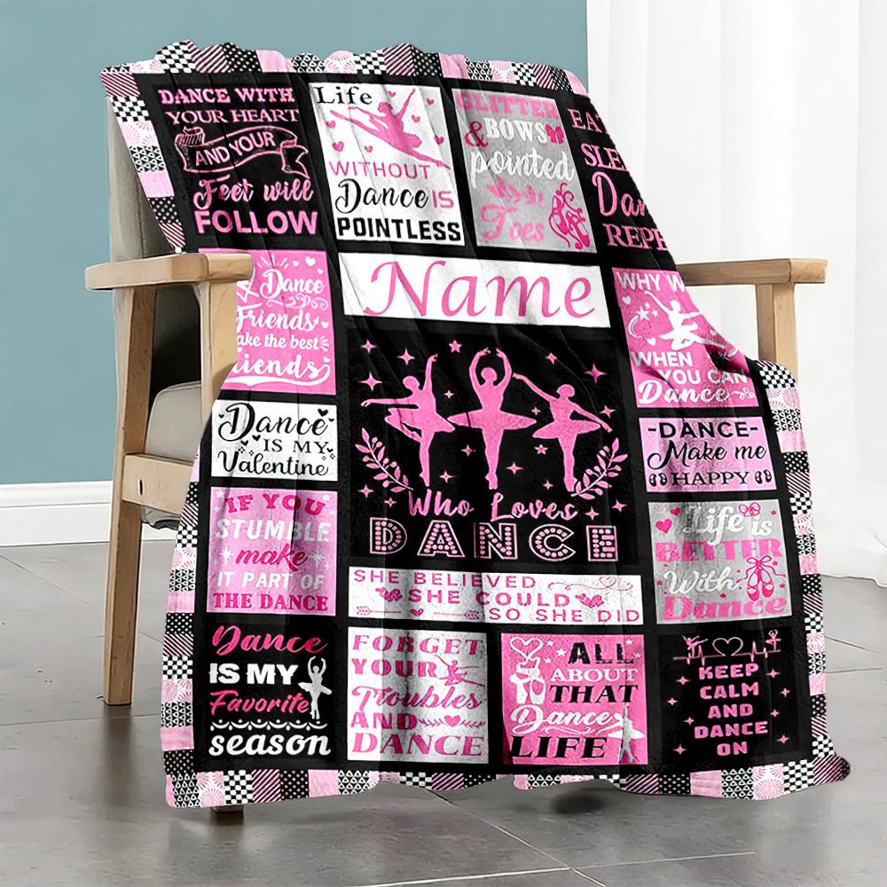 Love Dancing12 Personalized Text Blanket Throw Personalized Blanket Ultra-Soft Throw For Livingroom Bedding Seaside Living Room All-Season Use