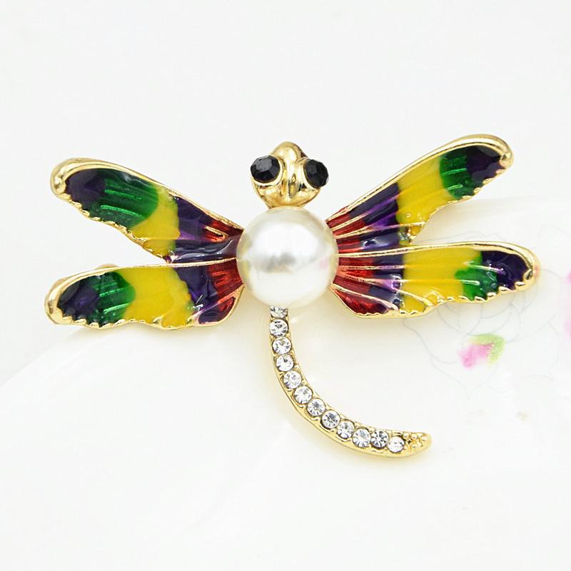 Summer Suit Dress with Painted Dragonfly Brooch Lapel Pin Exquisite Jewelry сплава
