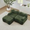 2-Sitzer L-förmiges Modulares Knochenloses Sofa mit 1 Hocker, Wellenform, Bewegliches Armlehnenkissen, für Wohnzimmer & Wohnung, Keine Montage Erforderlich, Grün