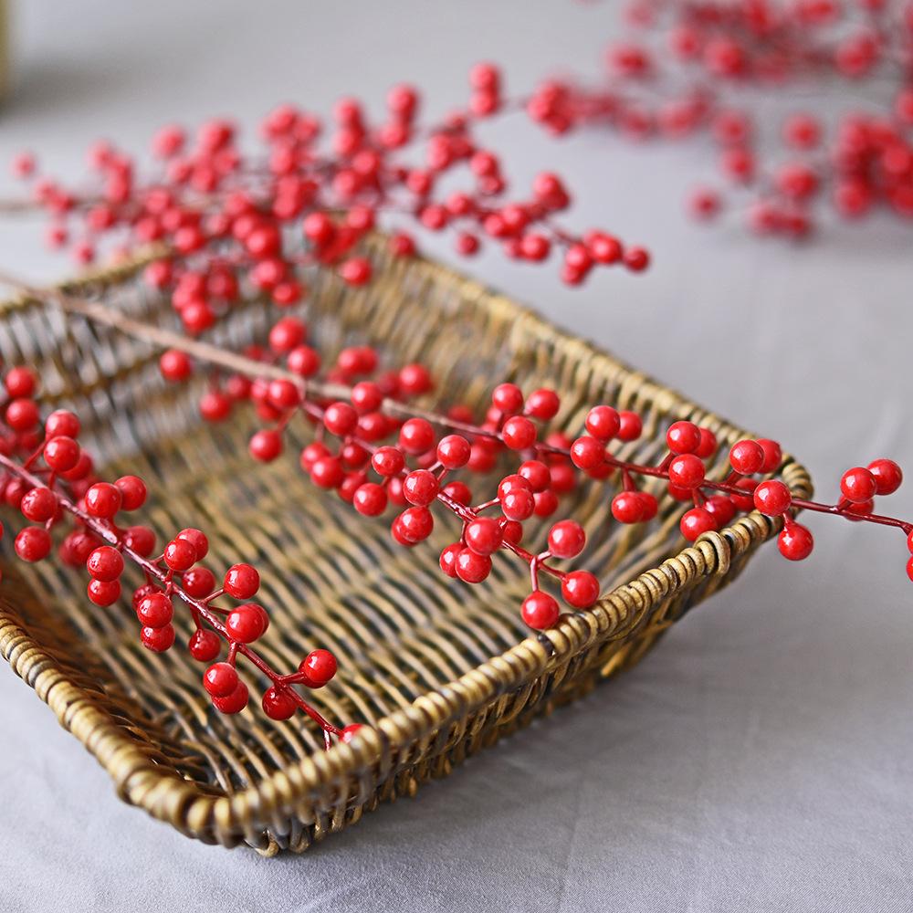 Fa Cai Fruit Red Berry Holly Red Fruit Fake Flower Simulation Desktop Living Room New Year'S Decoration Wedding Room Housewarming Ornament Lucky