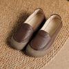 2026 Genuine Leather Loafers Women's Retro Round Toe Anti Skid Flats Woman Soft Daily Work Casual Walk Shoes Lady Zapatos Mujer
