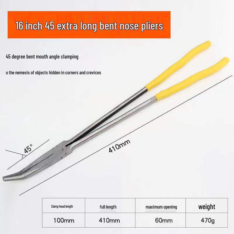 Shunwei 11-inch Bent Nose Pliers: 45# Steel, Multi-spec, Plastic-Coated Handle