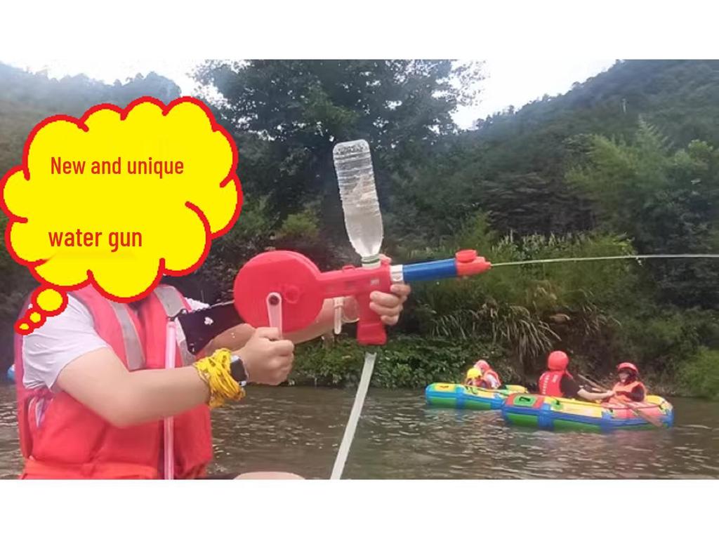 Hand-Cranked High-Pressure Water Gun with 1.5m Silicone Hose for Continuous Spray