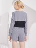 Bohemianbeullu [Set] String Tie Boat Neck Women'S Loose Fit Rash Guard Gb/Gingham Layered Wrap Shorts Set-Up
