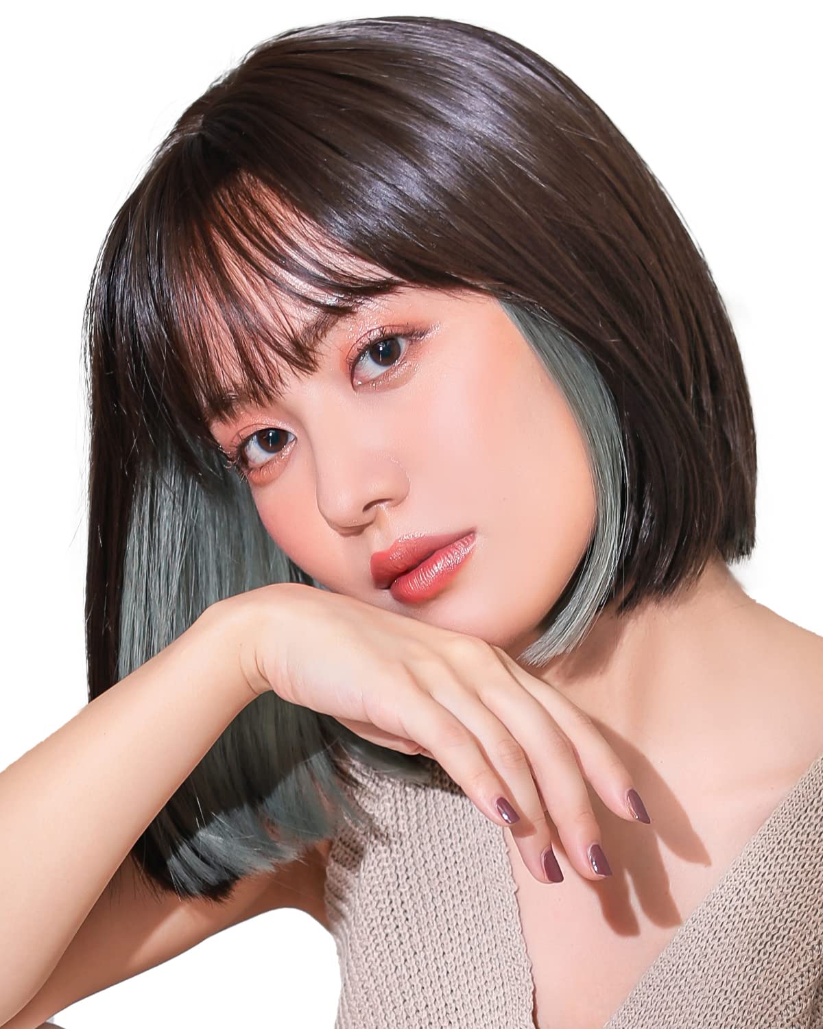 

AQUADOLL Боб-парик с внутренними и сережками цветами, один размер подходит всем, DBRinLBA. Насыщенный коричневый с пепельно-голубым (wg341DBRinLBA)