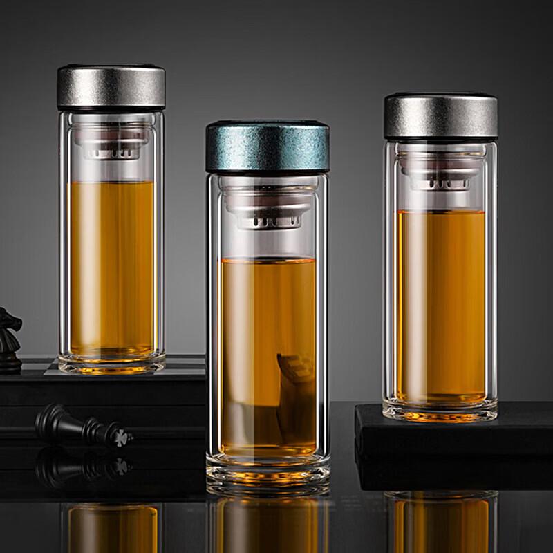 Quange Double-Wall Borosilicate Glass Tea Infuser Bottle