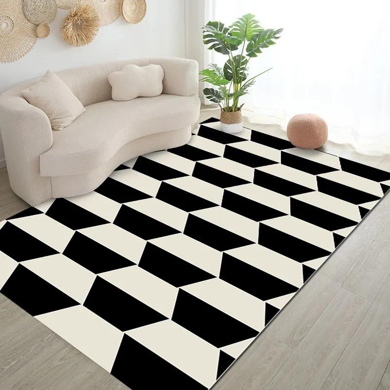 

Black and White Light Luxury Geometric Pattern Floor Mats Door Front Decoration Home Living Room Floor Mats 40x60cm
