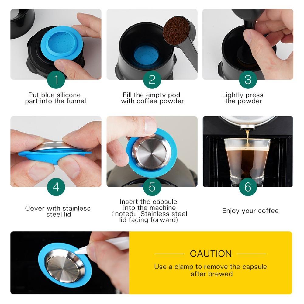 304 Stainless Steel Reusable Coffee Capsule Refillable Design Coffee Filter Cup Home Use