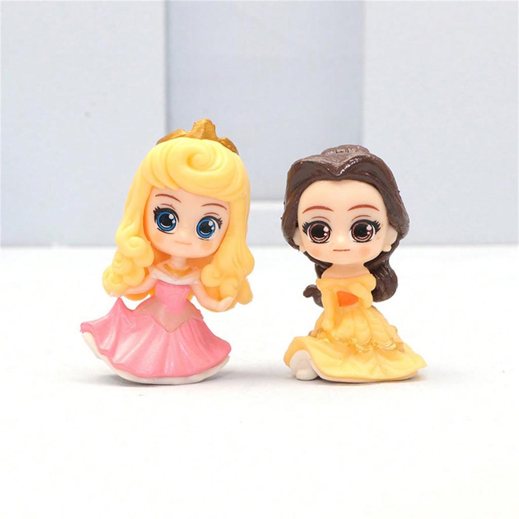 Figurine MINISO Set Șapte Piese Prințese Versiune Mică Q, Figurine de Colecție, Potrivite pentru o Varietate de Tipuri de Camere, Ornamente pentru Păpuși de Casă