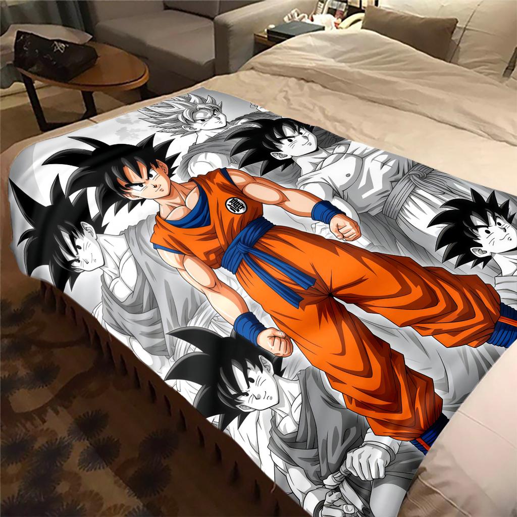 1PC Son Goku  Print Flannel Blanket, High Quality All Seasons, Home Decor, Warmth and Comfort, Perfect for Christmas Gifts