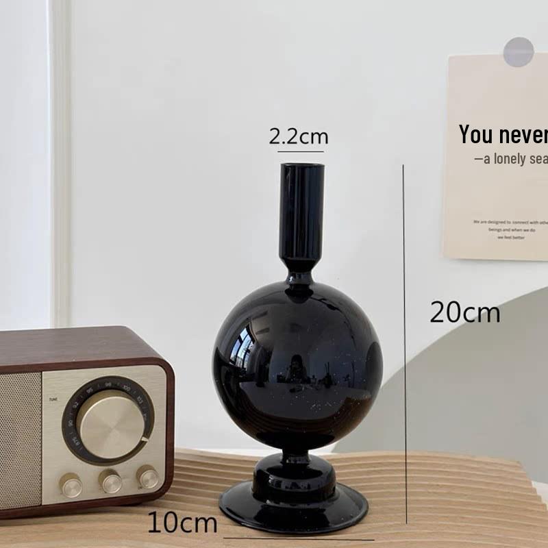 Nordic Black Glass Candle Holder: Luxurious Home Decor for Living Room Desktop