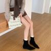 2025 autumn and winter new European and American retro simple matte suede flat socks boots thin boots temperament pointed short boots women