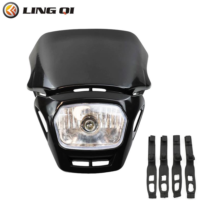 

LINGQI RACING Motorcycle 12V 35W Headlight Headlamp Dual ATV Scooter Off Road For Almost Motorcycle Dirt Pit Bike Acccessories чорний