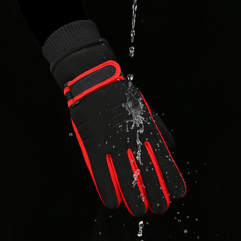 Winter Skiing Gloves for Men  Thickened with Fleece  Outdoor Cycling Windproof and Cold Proof  Touch Screen  Fashionable Five Finger Warm Gloves