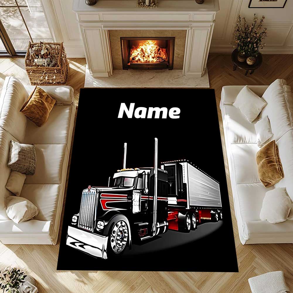Heavy Trucks Customize your name rug, office chair cushion, home bedroom living room gift.