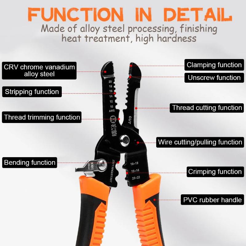 1Pc 10 In 1 Wire Pliers Multifunctional Electrician Peeling Household Network Cable Wire Stripper Puller Stripper Tools