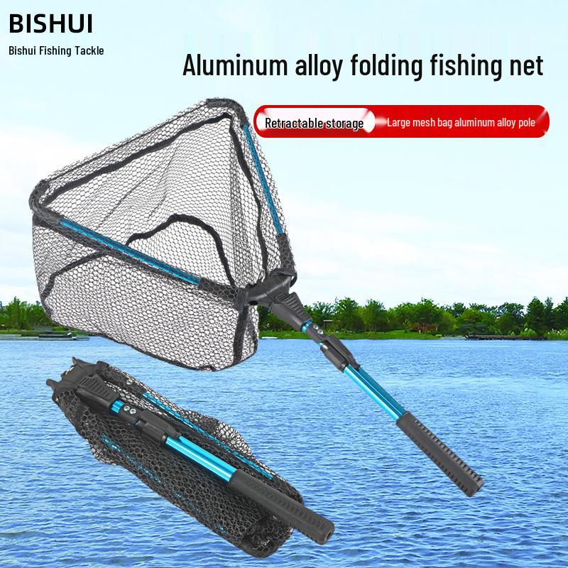 Telescopic Portable Aluminum Alloy Fishing Landing Net with Reinforced Triangle Frame