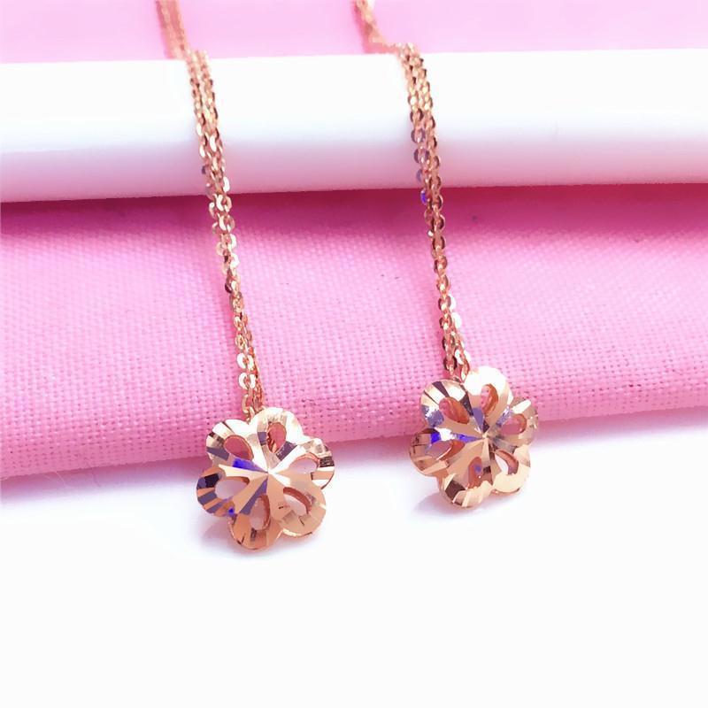 Purple Gold-Plated Rose Gold Flower Earphone, Simple Wind Temperament, Fashionable And Exquisite Ear Jewelry