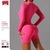 Solid Color High Elastic Zipper Bodysuit for Fitness, Running, & Yoga