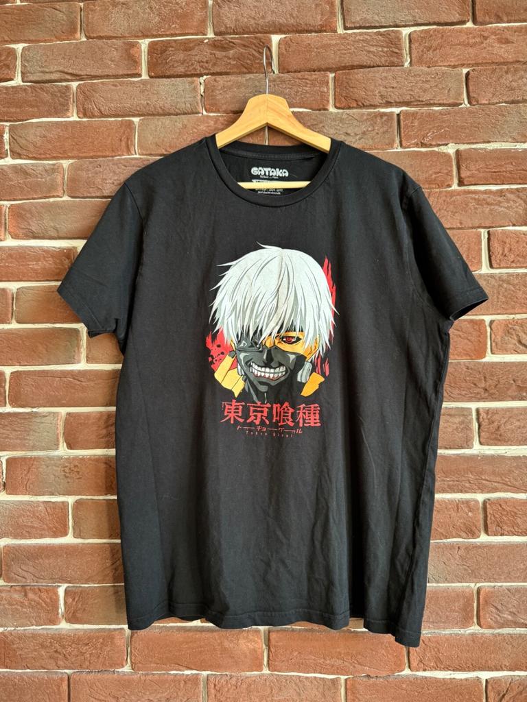 Rare Tokyo Ghoul Kaneki Anime Manga Tshirt Black XL Y2K Unisex T-Shirt