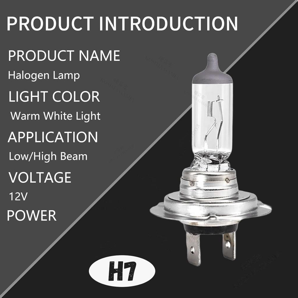 2Pcs H7 Car Xenon Headlight 55W 12V Halogen White Light Bulb Replacement Automotive Exterior Accessories Lamp Durable