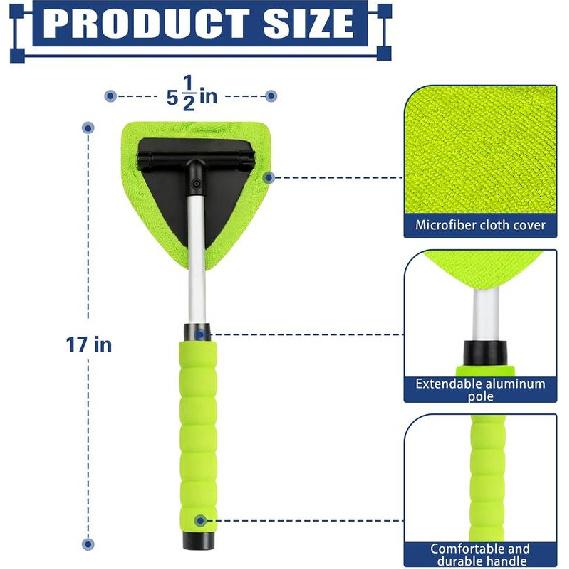 Windshield Cleaning Tool, Microfiber Car Window Cleaner with 4 Reusable and Washable Microfiber Pads and Extendable Handle Deals