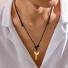 European & American Fashion Wood Bead Shark Tooth Necklace - Men's High-End Hip Hop Jewelry