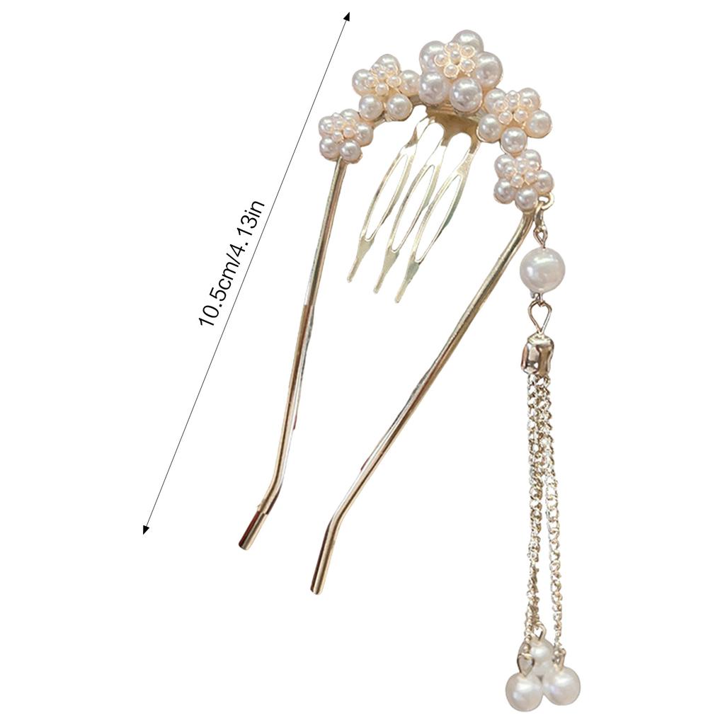Elegant Pearl U-shaped Hairpin With Fringe Decoration For Weddings Parties Daily Wear Women Accessory