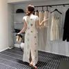 Y.JIA Yijia, New Chinese Cheongsam Improved National Style Jacquard Shirt + High Waist A-word Skirt Set Dress