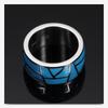 Blue Cracked Resin Stainless Steel Ring - European & American Style, Versatile Finger Accessory
