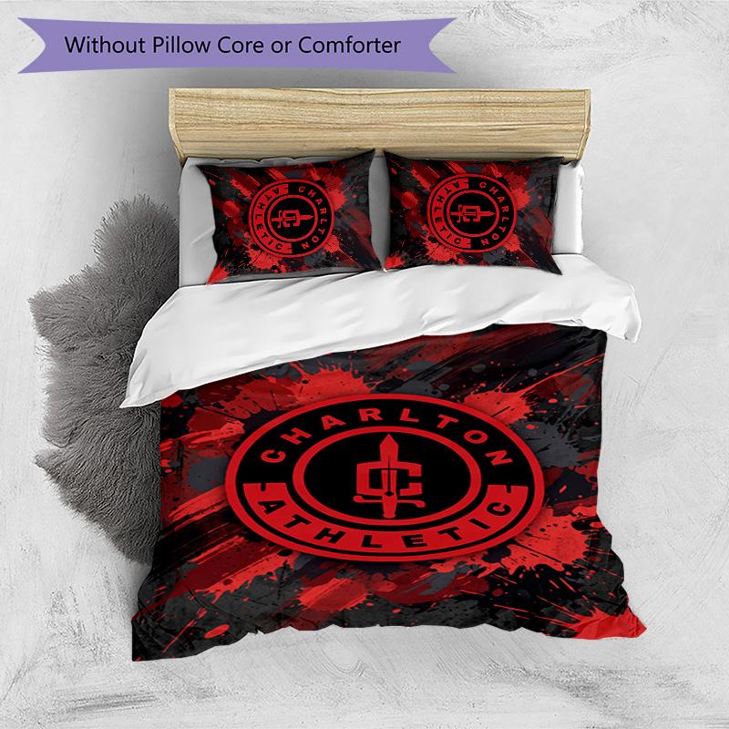 Charlton Athletic FC Ensemble de literie imprimé 3 pièces Housse de couette respirante avec taies d'oreiller Linge de lit décoratif pour chambre à coucher Maison