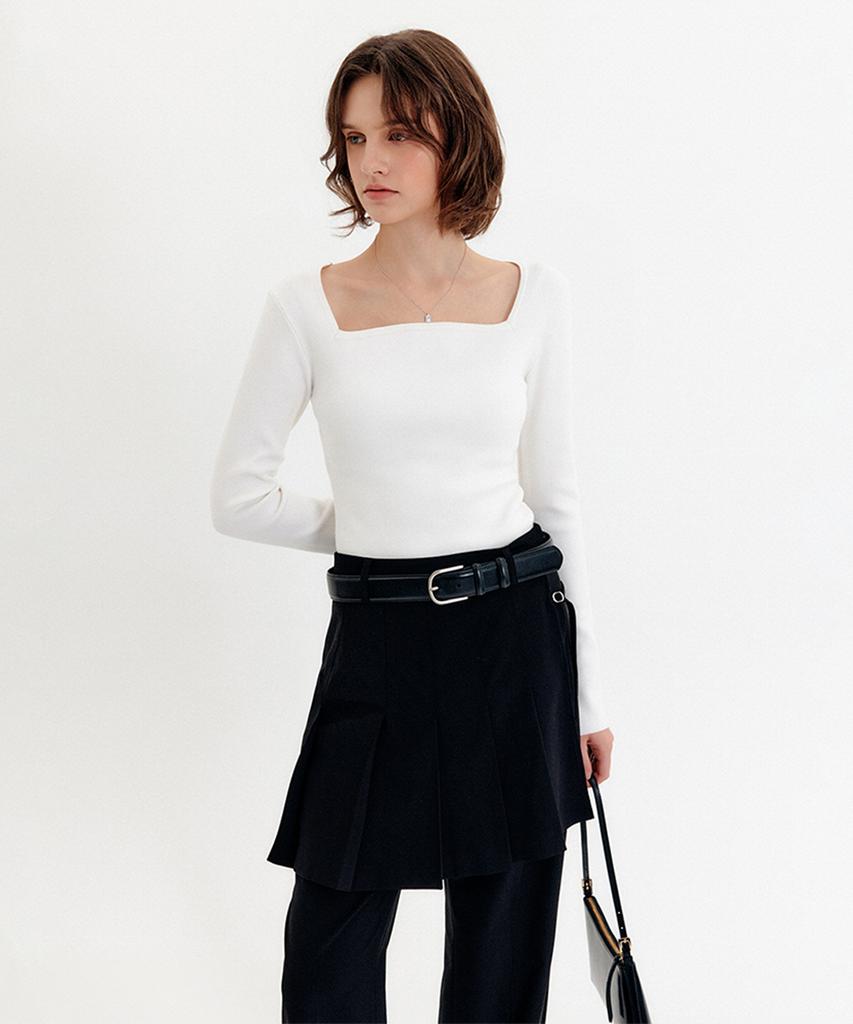 Lugkaeseuteu Dana Square Neck Slim Knit Top / Dana Square Neck Slim Knit Top_2Colors
