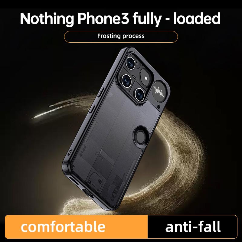 Translucent Shockproof Case For Nothing Phone 3 6.67 Inches TPU Matte Frame Magnetic Wireless Charging Hard Plastic Back Cover