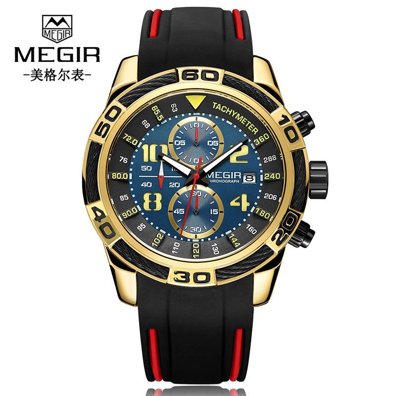 Watch Men'S, Multifunctional Chronograph Calendar Sports Chronograph Men'S Watch Silicone Quartz Watch 2045