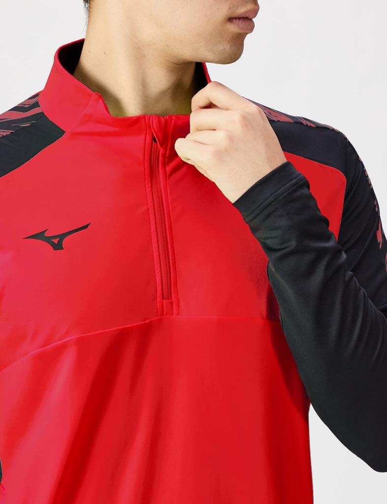 Mizuno Soccer Wear PRO Stretch Fleece Chinese XL Shirt, Moisture-Wicking, Quick-Drying, P2MC2515, Red,
