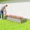 Metal Raised Garden Bed Planter Box Outdoor Planters for Growing Flowers, Herbs, Green, Silver
