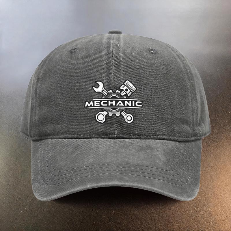 A Washed Cap Themed Around MechanicsAuto Repair Perfect for Daily Outings And a MustHave for Fashionable Couples It Featu