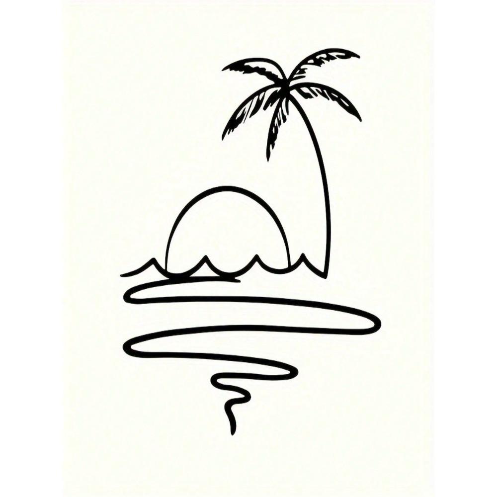 Vintage Sunrise Metal Wall Art Sun Ocean Tropical Leaves Palm Trees Decor