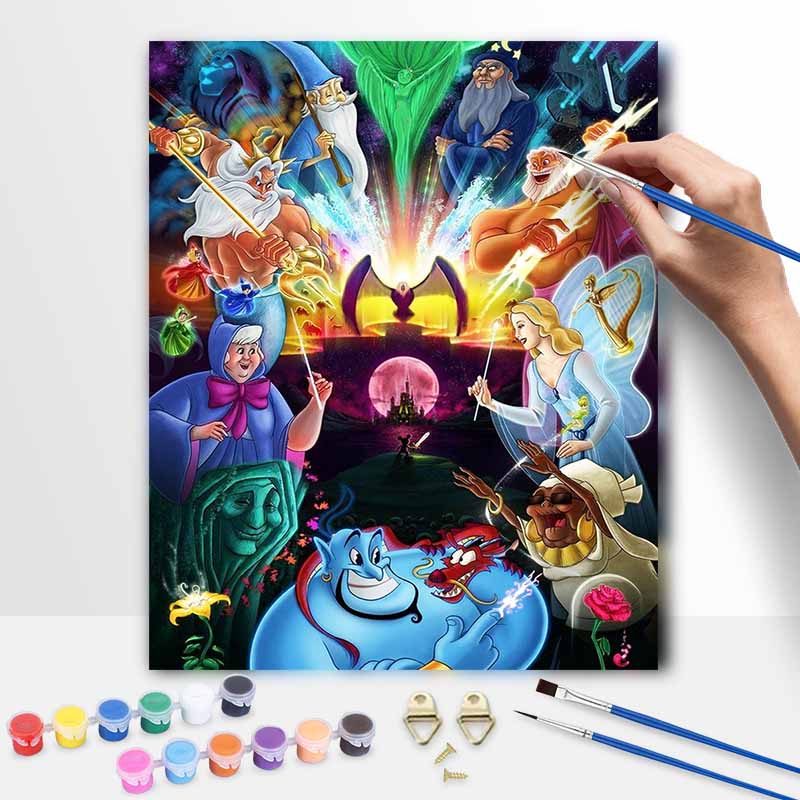 Disney Magic Fantasy Characters Oil Paint By Numbers Hand Painting Kit. Home Decor Wall Art Gift
